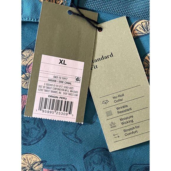 Goodfellow & Co POLO 3 Button Collar Golf Drinks Lemon Vacation Polo Shirt XL - Picture 5 of 10